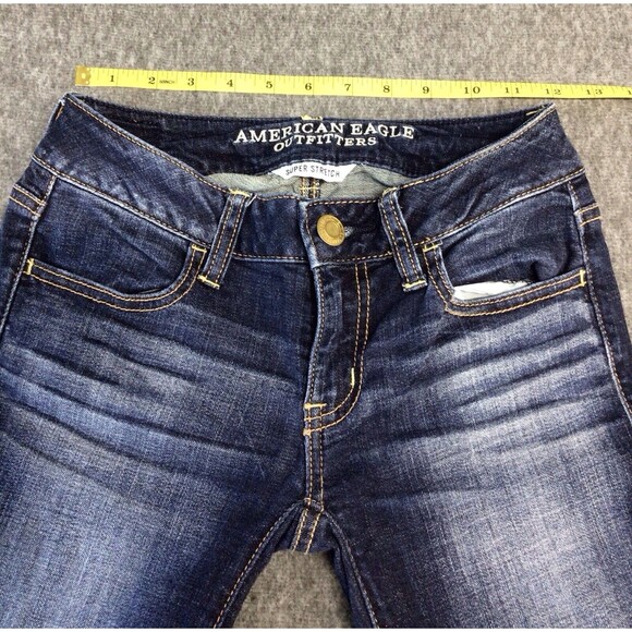 American Eagle Sz 00 Jegging Super Stretch Denim Skinny Jeans Dark - Picture 8 of 10